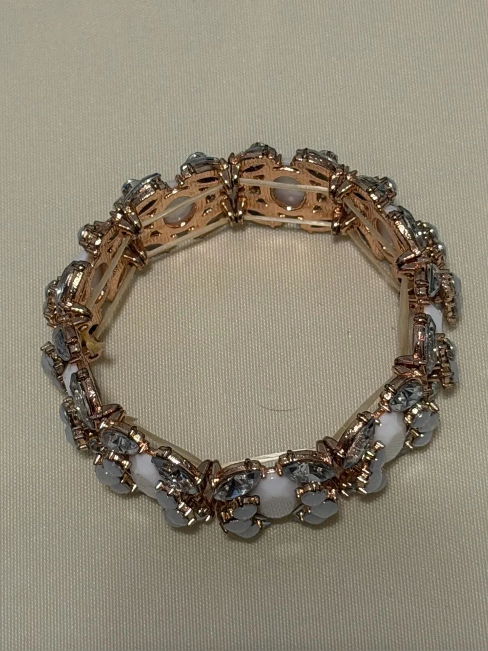 Rose Gold Bracelet with White and Clear Stones - Women Jewelry